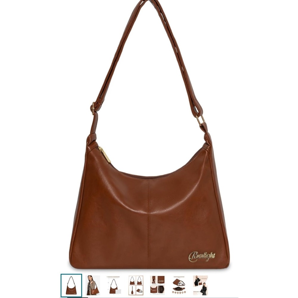 Slouchy Hobo Bags for Women Shoulder Handbag Leather Brown Purse Crossbody Handb